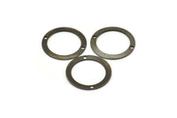 Brass Round Connector, 100 Antique Brass Round with 2 Holes Connectors  (17mm)  K039