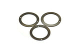 Brass Round Connector, 100 Antique Brass Round with 2 Holes Connectors  (17mm)  K039