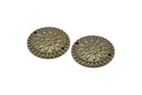 Vintage Textured Connector, 10 Antique Brass Round Connectors, Charms, Pendant, Findings (20mm) Pen 390 K055