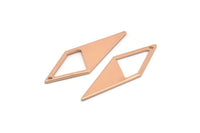 Rose Gold Diamond Charm, 6 Rose Gold Plated Brass Rhombus Charms With 1 Hole, Earrings, Findings (33x12x10,80m) D0670 Q0767