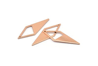Rose Gold Diamond Charm, 6 Rose Gold Plated Brass Rhombus Charms With 1 Hole, Earrings, Findings (33x12x10,80m) D0670 Q0767