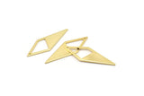 Gold Diamond Charm, 6 Gold Plated Brass Rhombus Charms With 1 Hole, Earrings, Findings (33x12x10,80m) D0670 Q0767