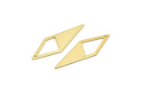 Gold Diamond Charm, 6 Gold Plated Brass Rhombus Charms With 1 Hole, Earrings, Findings (33x12x10,80m) D0670 Q0767