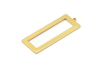 Gold Rectangle Charm, 2 Gold Plated Brass Rectangle Charms With 1 Loop, Earrings, Pendants, Findings (40x15x1mm) D0682 H0930