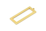 Gold Rectangle Charm, 2 Gold Plated Brass Rectangle Charms With 1 Loop, Earrings, Pendants, Findings (40x15x1mm) D0682 H0930
