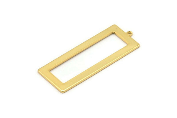 Gold Rectangle Charm, 2 Gold Plated Brass Rectangle Charms With 1 Loop, Earrings, Pendants, Findings (40x15x1mm) D0682 H0930