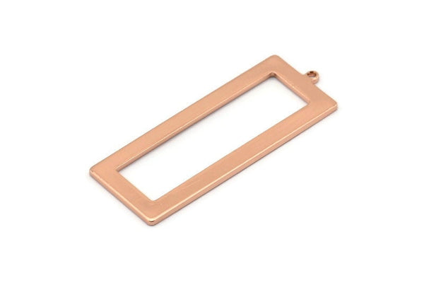 Rose Gold Rectangle Charm, 2 Rose Gold Plated Brass Rectangle Charms With 1 Loop, Earrings, Pendants, Findings (40x15x1mm) D0682 H0930
