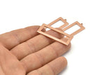 Rose Gold Rectangle Charm, 2 Rose Gold Plated Brass Rectangle Charms With 1 Loop, Earrings, Pendants, Findings (40x15x1mm) D0682 H0930