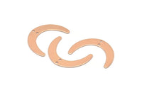 Gül Altın Ay Tılsımı, 2 Delikli 6 Gül Altın Kaplama Pirinç Hilal Ay Tılsımı, Bağlantı Parçaları (28x19x0,60 mm) D913 Q0781