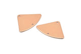 Rose Gold Geometric Charm, 4 Rose Gold Plated Brass Fan Connectors With 2 Holes, Earrings, Findings (18x26x0.60mm) D904