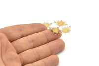 Gold Sun Charm, 24 Gold Plated Brass Sun Charms With 2 Loops, Connectors (18x13x0.50mm) D0570 H0881