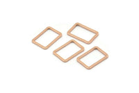 Açık Dikdörtgen Konnektör, 24 Gül Altın Kaplama Pirinç Dikdörtgen Konnektör, Charm (9x13x0,8 mm) D0327 Q0628