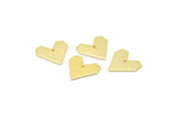 Gold Heart Charm, 4 Gold Plated Brass Heart Charms With 1 Hole, Earrings, Findings (17x18x1mm) D1009 Q0943