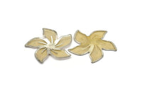 12 Brass And Silver Color Wire Flower Filigree , Findings , 38 Mm  D129--C055