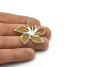 12 Brass And Silver Color Wire Flower Filigree , Findings , 38 Mm  D129--C055