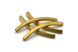 Brass Tube Beads, 6 Square Oval Raw Brass Tubes (70x5x5mm) Sq30 Brc278