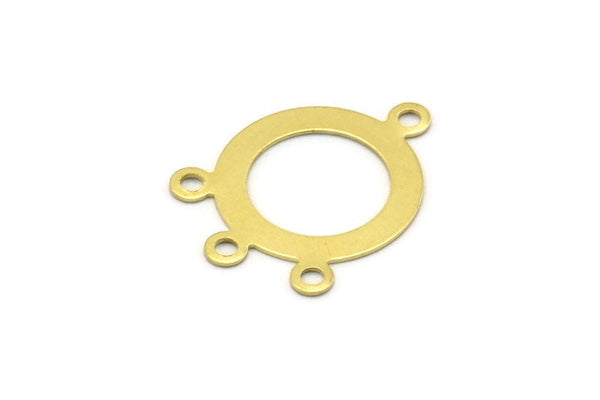 Brass Round Charm, 50 Raw Brass Round Charms With 4 Loops, Earrings, Pendants, Findings (23x17x0.60mm) Y175