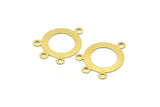 Brass Round Charm, 50 Raw Brass Round Charms With 4 Loops, Earrings, Pendants, Findings (23x17x0.60mm) Y175