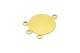 Brass Round Charm, 25 Raw Brass Round Charms With 4 Loops, Earrings, Pendants, Findings (23x16x0.60mm) Y174