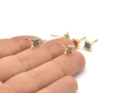 Gold North Star Earring, 4 Gold Plated Brass North Star Stud Earrings (8mm) SY0187