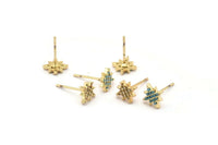 Gold North Star Earring, 4 Gold Plated Brass North Star Stud Earrings (8mm) SY0187