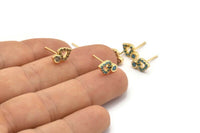 Gold Heart Earring, 4 Gold Plated Brass Heart Stud Earrings (10x7mm) SY0186