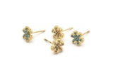Gold Snowflake Earring, 4 Gold Plated Brass Snowflake Stud Earrings (9mm) SY0184