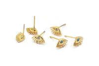 Gold Eye Earring, 4 Gold Plated Brass Eye Stud Earrings (10x4mm) SY0183