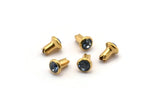 15 Raw Brass Light Sapphire Swarovski 6.5 Mm Rivet Studs Y273