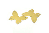 Brass Butterfly Connector, 12 Raw Brass Butterfly Connectors  Holes (30x24x0.60mm)   D0244--C057