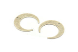 Silver Moon Charm, 6 Textured Antique Silver Plated Brass Crescent Moon Charms With 2 Holes (30x28x0.80mm) A1854 H1104