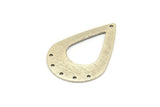 Silver Drop Charm, 4 Textured Antique Silver Plated Brass Drop Charms With 6 Holes (40x27x0.80mm) A1912