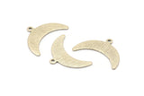 Silver Moon Charm, 8 Textured Antique Silver Plated Brass Crescent Moon Charms With 1 Loop (10x25x0.80mm) A1721