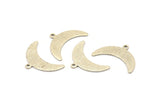 Silver Moon Charm, 8 Textured Antique Silver Plated Brass Crescent Moon Charms With 1 Loop (10x25x0.80mm) A1721