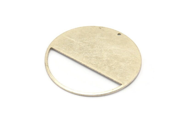 Silver Round Charm, 2 Antique Silver Plated Brass Round Charms With 1 Hole, Stamping Blanks (43x0.90mm) M655