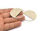 Silver Round Charm, 2 Antique Silver Plated Brass Round Charms With 1 Hole, Stamping Blanks (43x0.90mm) M655