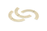 Silver Geometric Charm, 4 Textured Antique Silver Plated Brass Semi Circle Pendants With 2 Holes (50x8x0.80mm) A1887