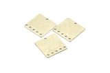 Silver Square Charm, 12 Antique Silver Plated Brass Square Charms With 6 Holes, Connectors (16x0.45mm) A1716