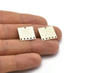 Silver Square Charm, 12 Antique Silver Plated Brass Square Charms With 6 Holes, Connectors (16x0.45mm) A1716