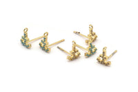 Gold Anchor Earring, 4 Gold Plated Brass Anchor Stud Earrings (11x8mm) SY0191