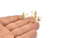 Gold Anchor Earring, 4 Gold Plated Brass Anchor Stud Earrings (11x8mm) SY0191
