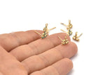 Gold Anchor Earring, 4 Gold Plated Brass Anchor Stud Earrings (11x8mm) SY0191