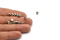 12 Jet Hematite Rhinestone Beads With 4 Holes Brass Setting for SS24, Charms, Pendants, Earrings - 5.3mm SS24