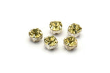 12 Jonquil Crystal Rhinestone Beads With 4 Holes Brass Setting for SS24, Charms, Pendants, Earrings - 5.3mm SS24