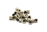 12 Jet Crystal Rhinestone Beads With 4 Holes Brass Setting for SS24, Charms, Pendants, Earrings - 5.3mm SS24