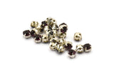 12 Amethyst Crystal Rhinestone Beads With 4 Holes Brass Setting for SS24, Charms, Pendants, Earrings - 5.3mm SS24