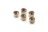 12 Light Amethyst Crystal Rhinestone Beads With 4 Holes Brass Setting for SS24, Charms, Pendants, Earrings - 5.3mm SS24