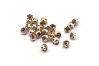 12 Light Amethyst Crystal Rhinestone Beads With 4 Holes Brass Setting for SS24, Charms, Pendants, Earrings - 5.3mm SS24