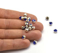 12 Sapphire Crystal Rhinestone Beads With 4 Holes Brass Setting for SS24, Charms, Pendants, Earrings - 5.3mm SS24