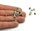 12 Emerald Crystal Rhinestone Beads With 4 Holes Brass Setting for SS24, Charms, Pendants, Earrings - 5.3mm SS24